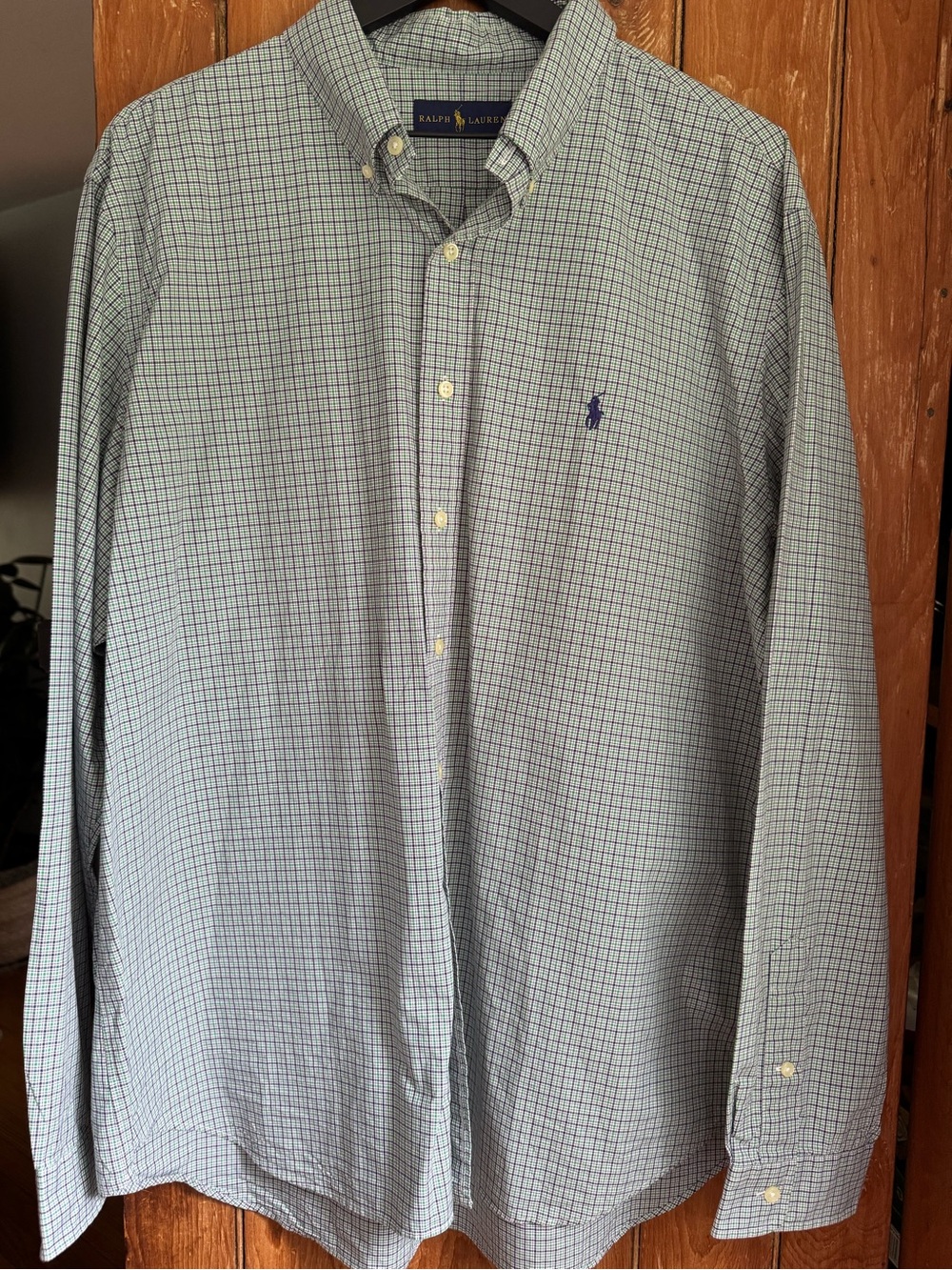 Polo Ralph Lauren Tattersall Check Button Down Shirt Men's XXL Blue Green